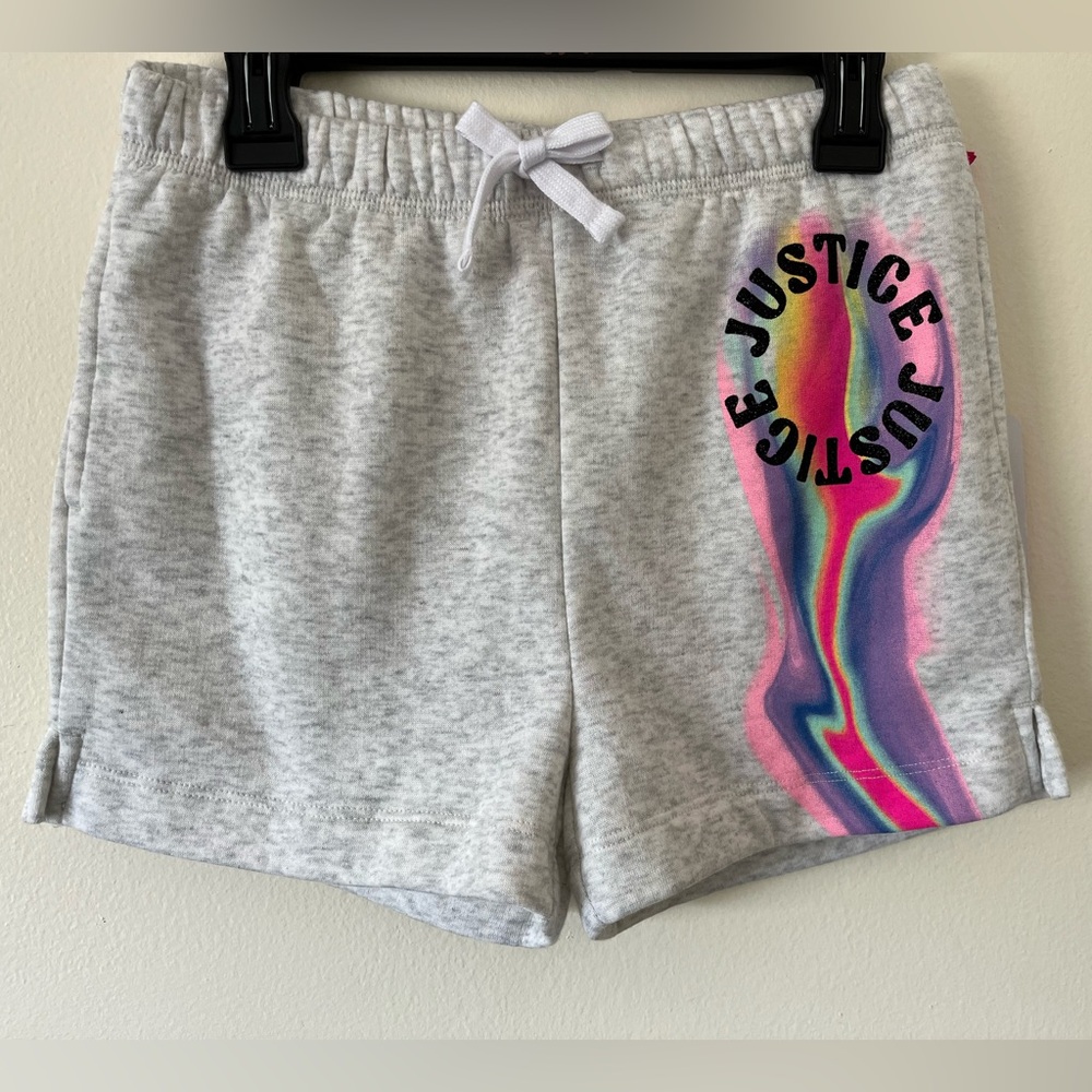 Girls Size 10 Justice Grey Fleece Shorts Mid Thigh Brand New With Tags